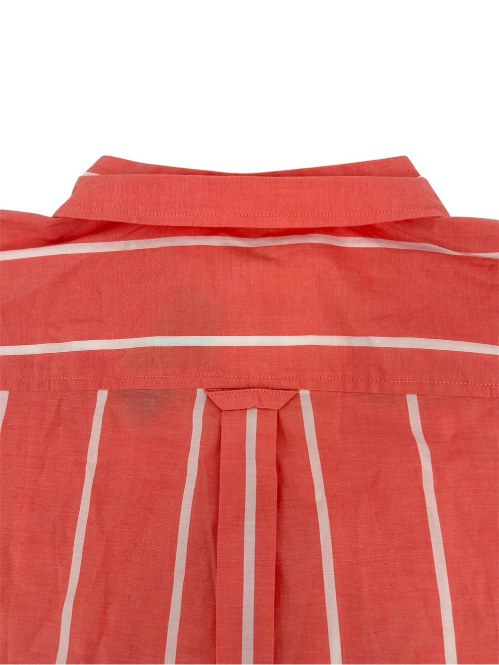 NWT L.L.Bean Essential Cotton Poplin Short Sleeve Shirt in Hot Coral Stripe READ - Picture 10 of 12
